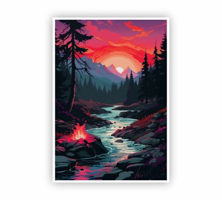Sunset Over A River Poster Mockup