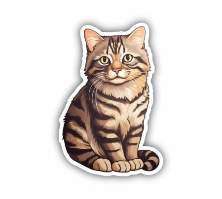 Tabby Cat Tales Playful Cute Cat Sticker Mockup