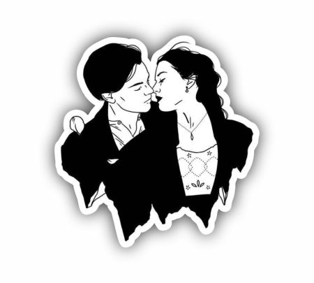 Classic Titanic Jack And Rose Sticker Mockup