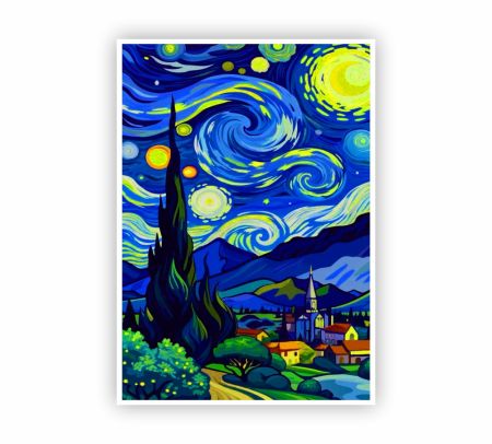 The Starry Night Painting Poster Mockup