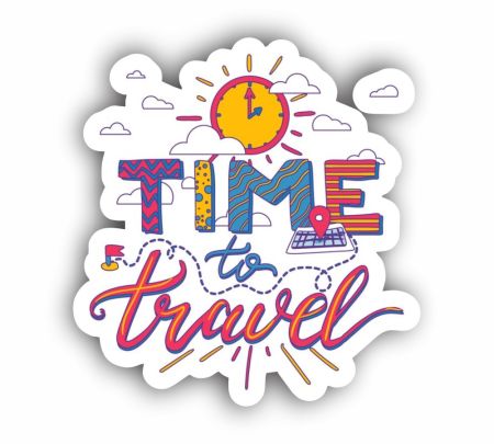 Time To Travel Sticker Mockup