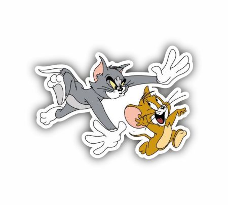 Tom Catching Jerry Sticker Mockup