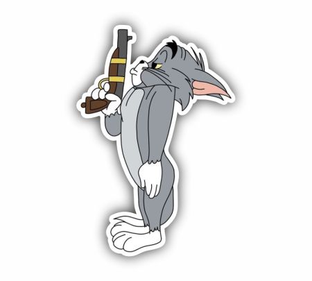 Tom Holding Gun Sticker Mockup