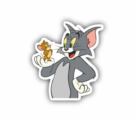 Tom Lifting Jerry Sticker Mockup