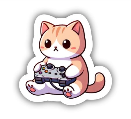 Gamer Cat Sticker Mockup