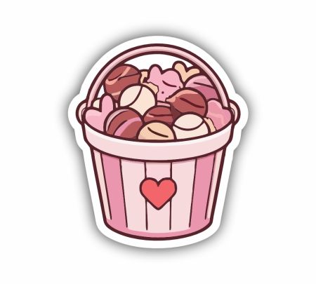 Valentine Chocolate Basket Sticker Mockup