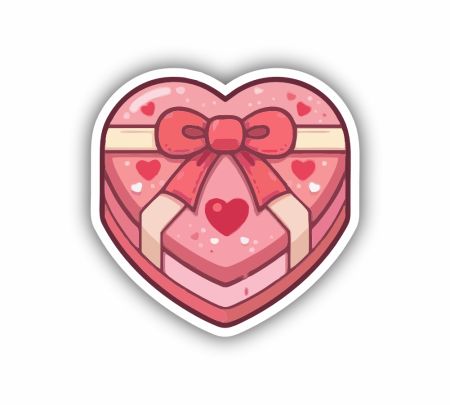 Valentine Heart Gift Sticker Mockup