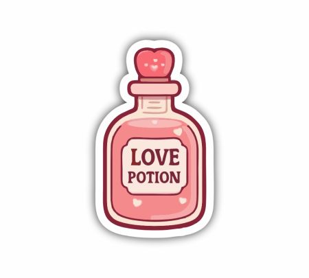 Valentine Love Potion Bottle Sticker Mockup