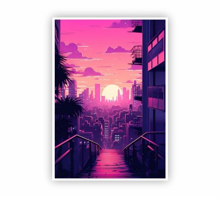 Vaporwave City Poster Mockup