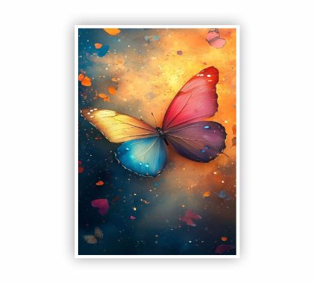 Vibrant Rainbow Butterfly Poster Mockup