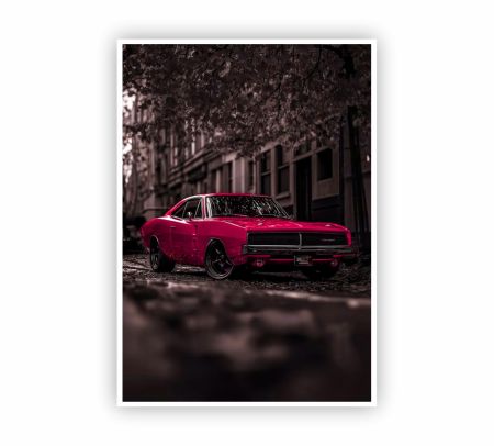 Vintage Dodge Charger Poster Mockup