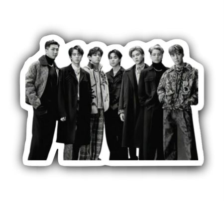 Vintage Look BTS Sticker Mockup