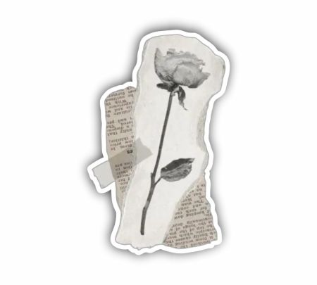 Vintage Torn Rose Sticker Mockup