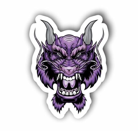 Violet Dragon Head Sticker Mockup