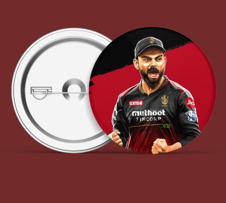 Virat Kohli Artwork Button Badge Mockup