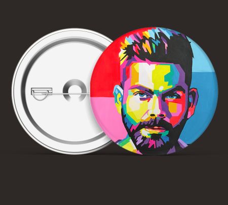 Virat Kohli Pop Art Button Badge Mockup