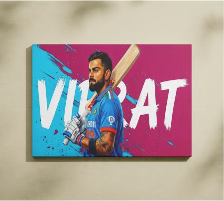 Virat Kohli Bold Cricket Poster Wall Art Canvas Print Mockup