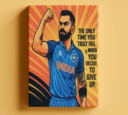 Virat Kohli Motivational Wall Art Canvas Mockup