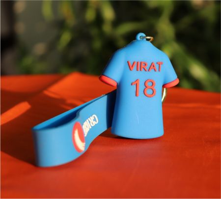 MS Dhoni T-Shirt Rubber Keychain