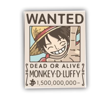 Wanted Luffy Sticker Mockup