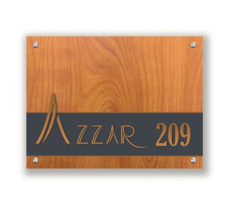 Wooden Finish Acrylic Name Plate for Home Mockup
