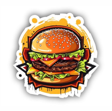 Burger Sticker Mockup