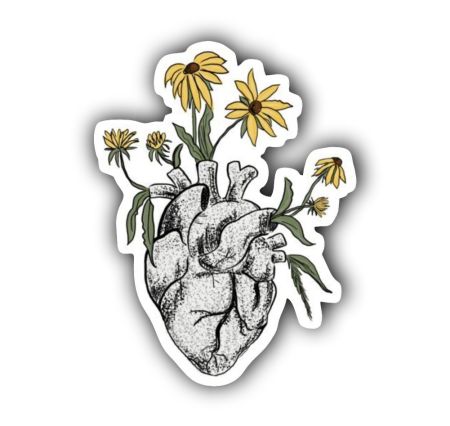 Yellow Flower Heart Sticker Mockup