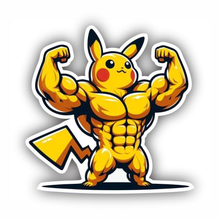 Body Builder Pikachu Sticker Mockup