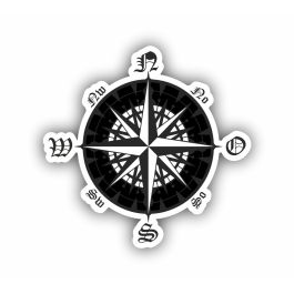 Compass Ruler Sticker Printable Map Compass Sticker | Adventure Travel Stickers | Print-on-click