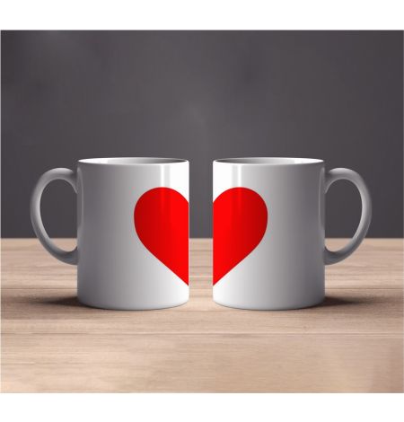 Couple Mugs With Spilt Heart Design