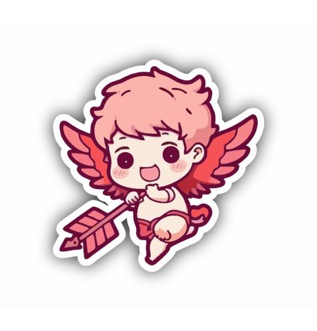 Cute Cupid Angel Valentine Sticker Mockup