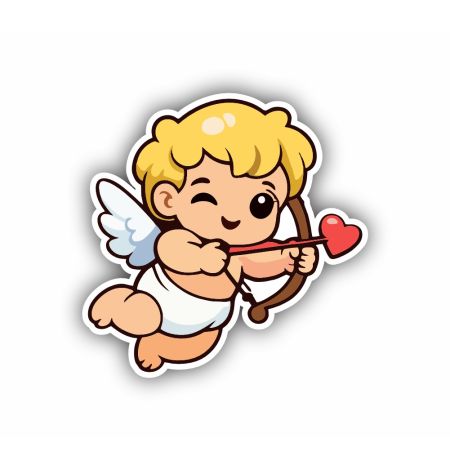 Cute Cupid Valentine Sticker Mockup