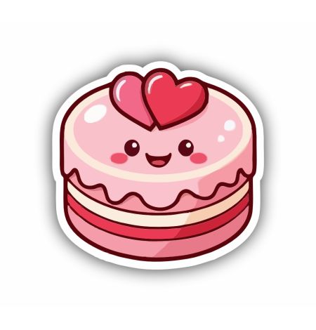 Kawaii Heart Cake Sticker Mockup