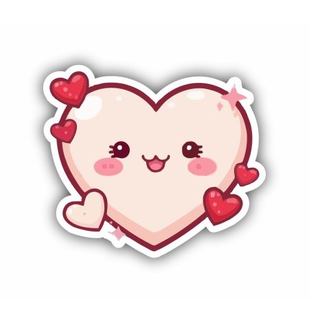 Kawaii Smiling Heart Sticker Mockup