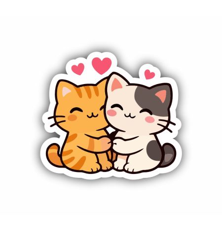 Purr-fect Love Cat Couple Sticker Mockup