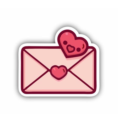 Valentine Love Letter Envelope Sticker Mockup