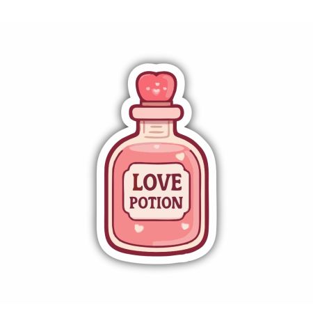 Valentine Love Potion Bottle Sticker Mockup